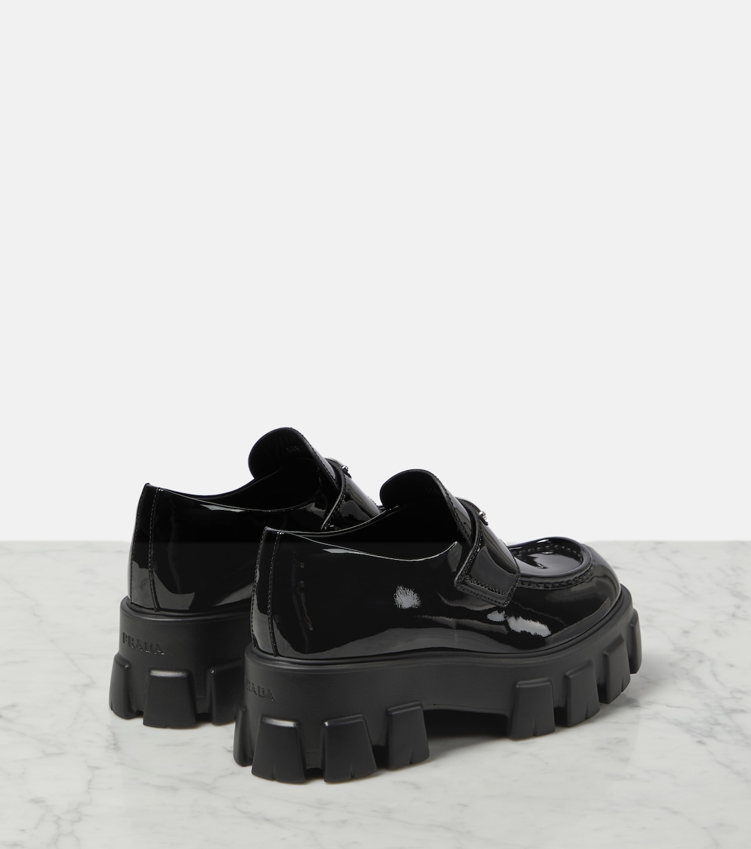 Monolith leather platform loafers | Prada