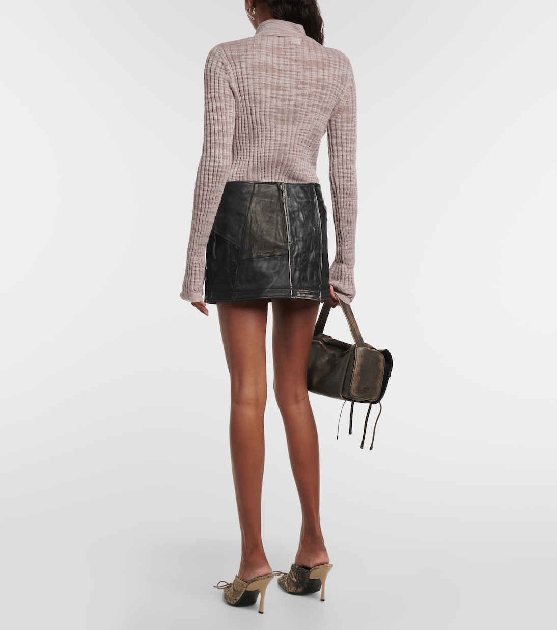 Minifalda de piel con paneles | Acne Studios