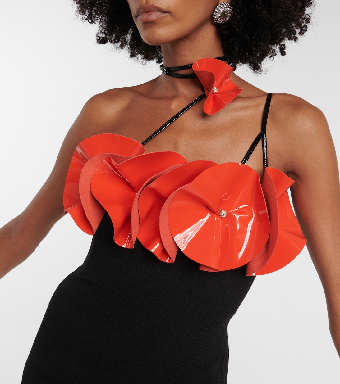 Floral-appliqué wool crepe minidress | David Koma