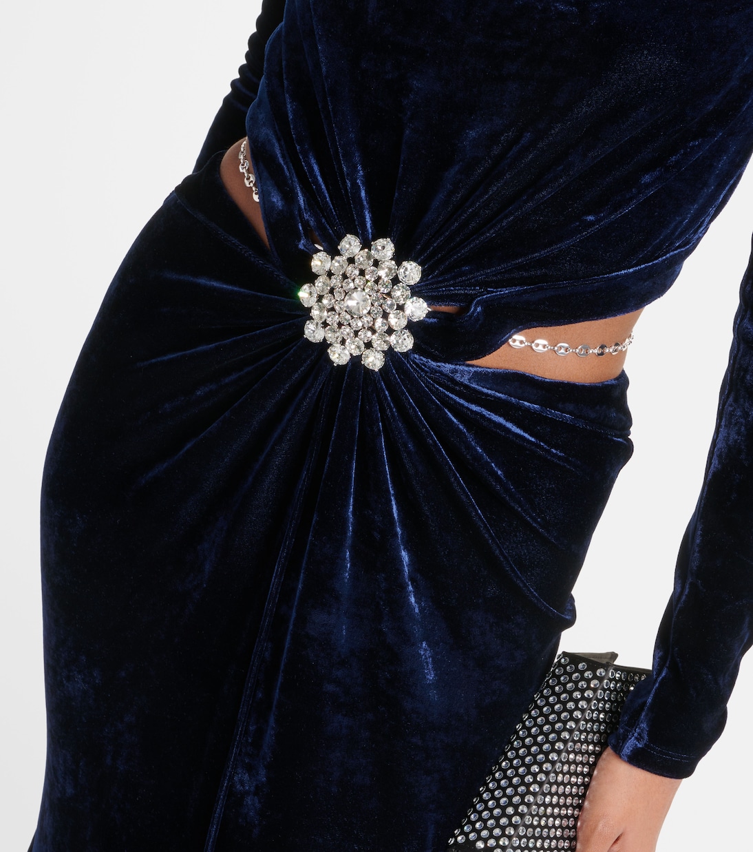 Crystal-embellished velvet maxi dress | Rabanne