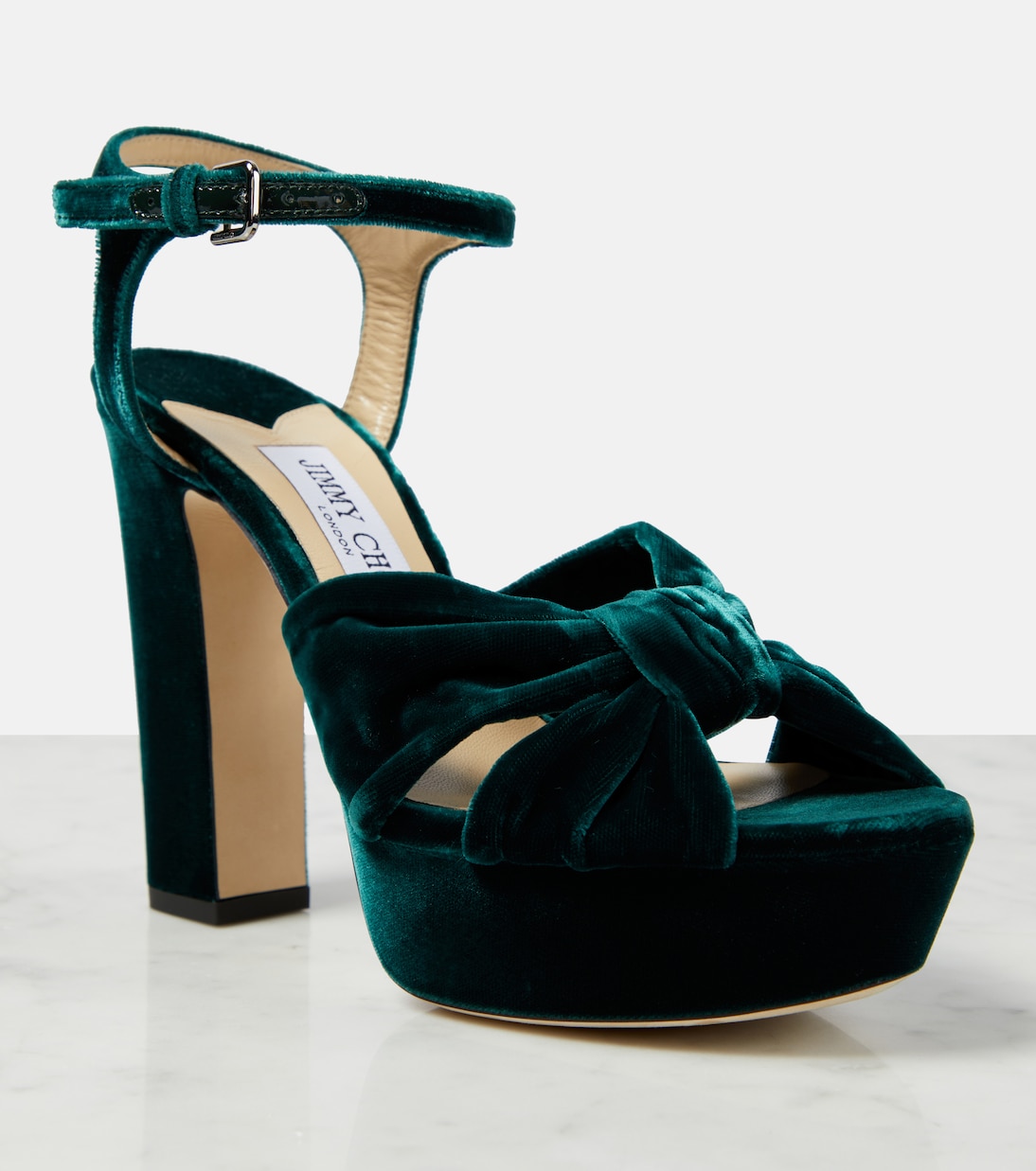 Heloise 120 velvet peep-toe platform pumps  | Jimmy Choo