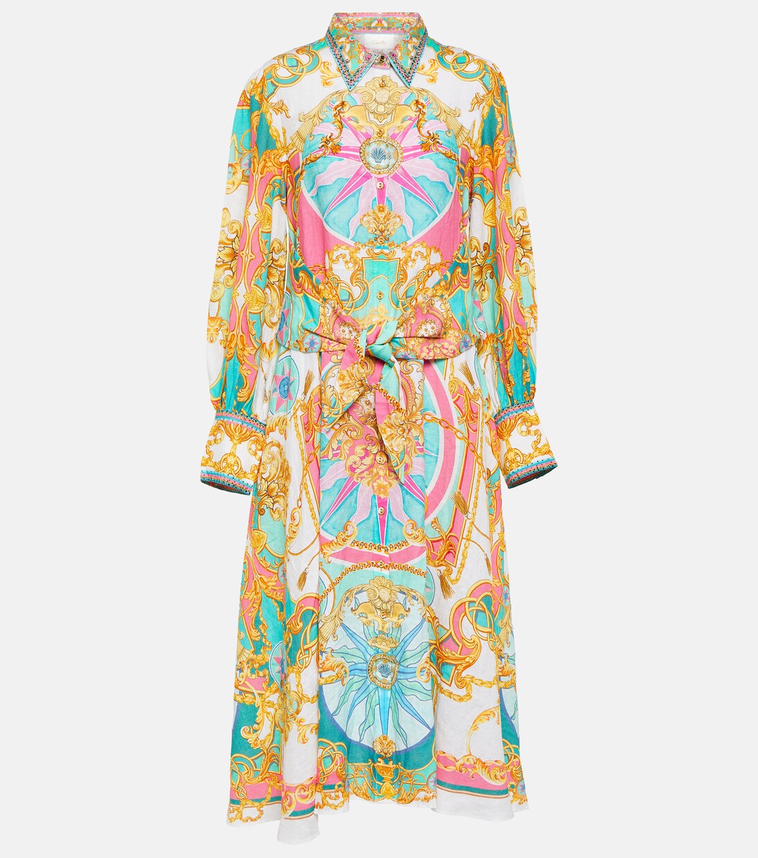 Printed linen midi dress | Camilla