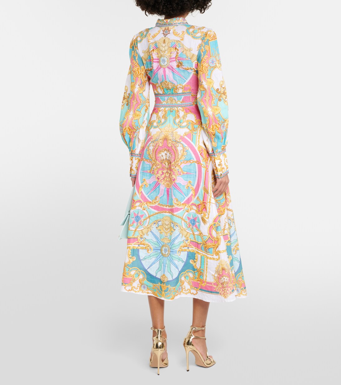 Printed linen midi dress | Camilla
