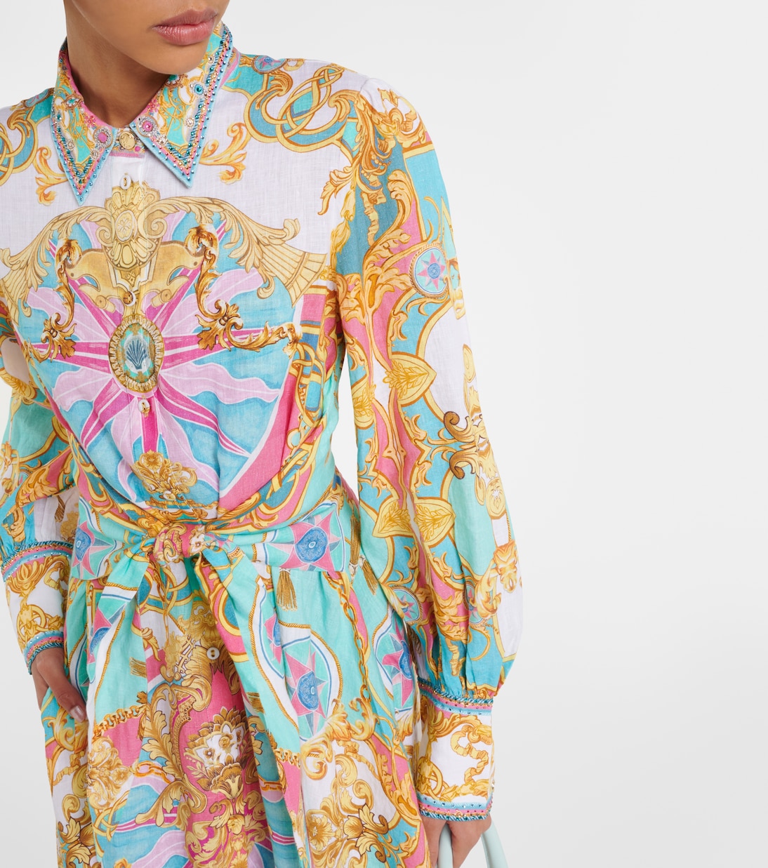 Printed linen midi dress | Camilla