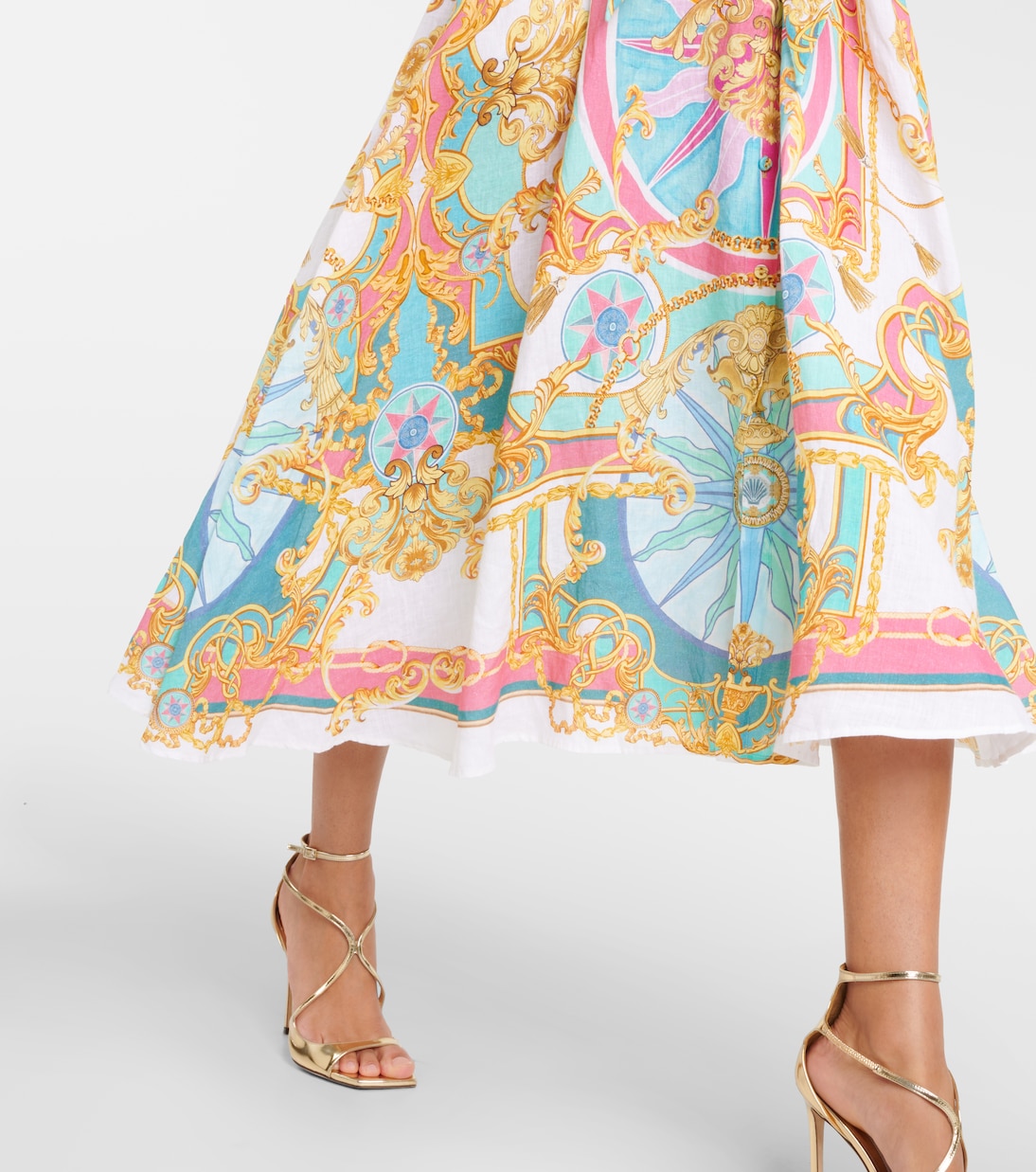 Printed linen midi dress | Camilla