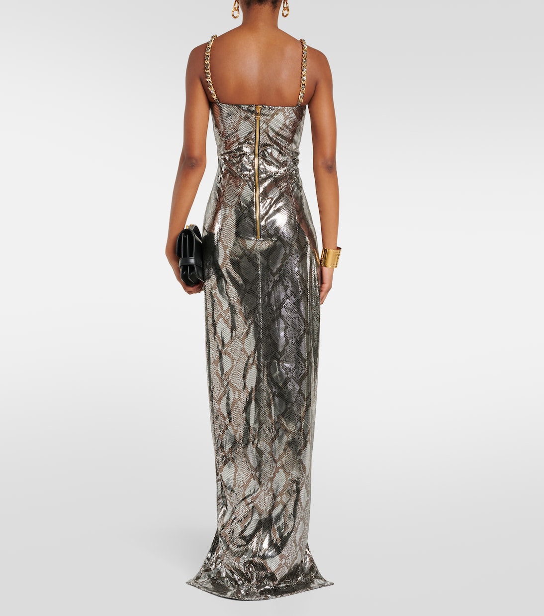Chain-detail snake-print gown | Balmain
