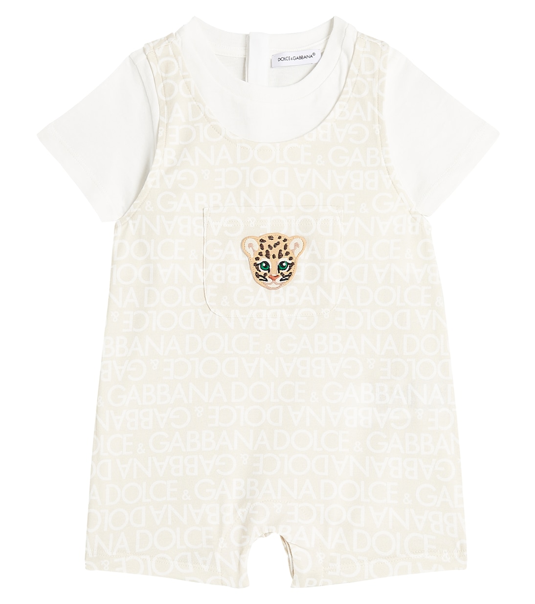 Bebé - mono de algodón estampado con bordado | Dolce&Gabbana Kids