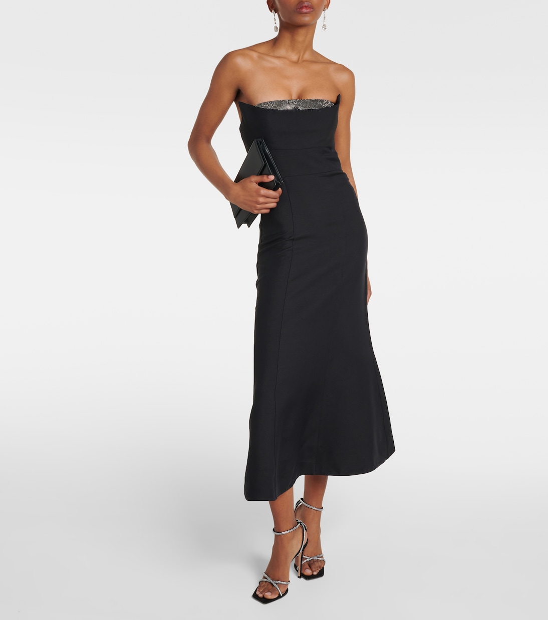 Jupe midi en laine et soie à ornements | Roland Mouret