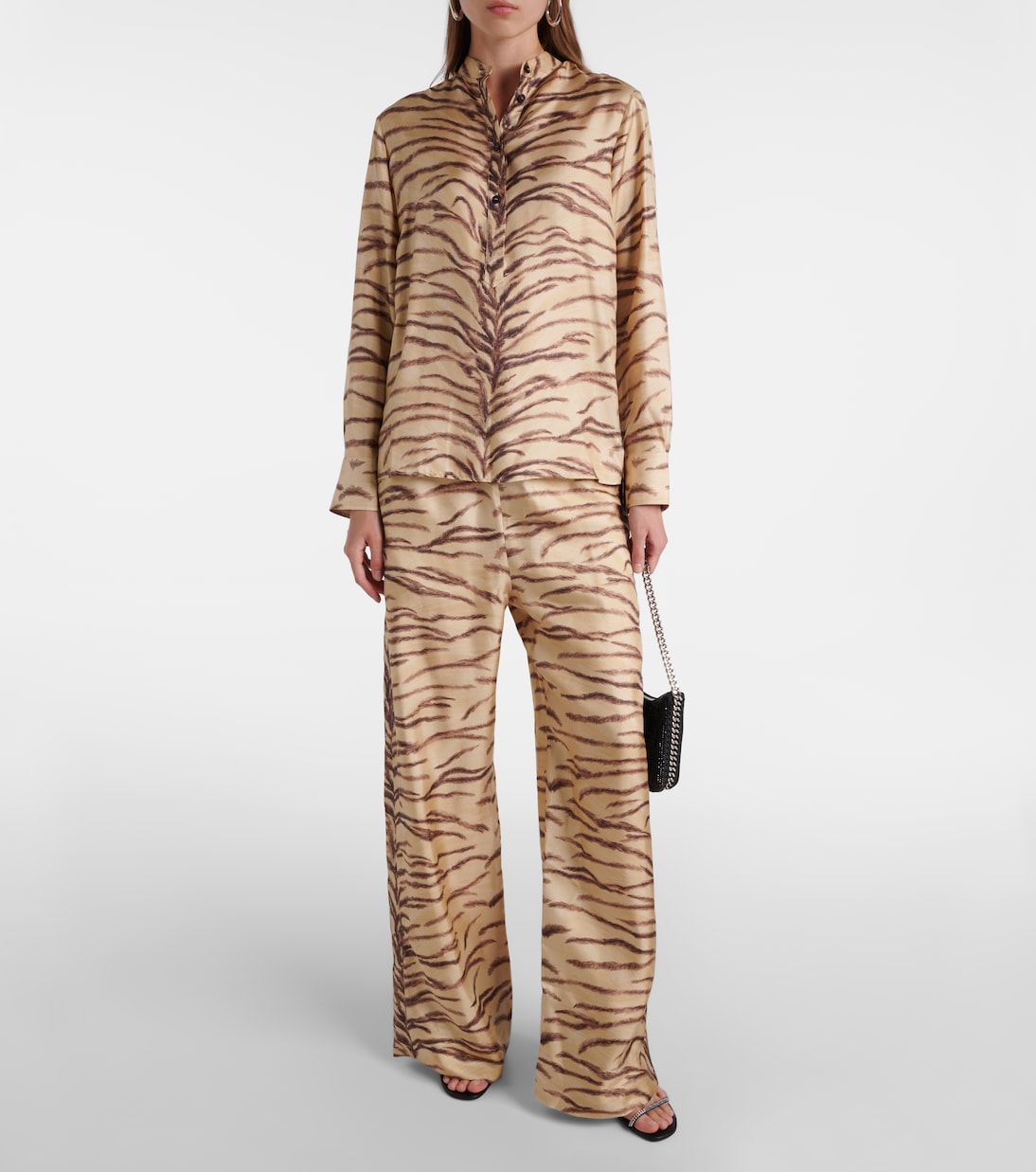Weite High-Rise-Hose aus Seide | Stella McCartney