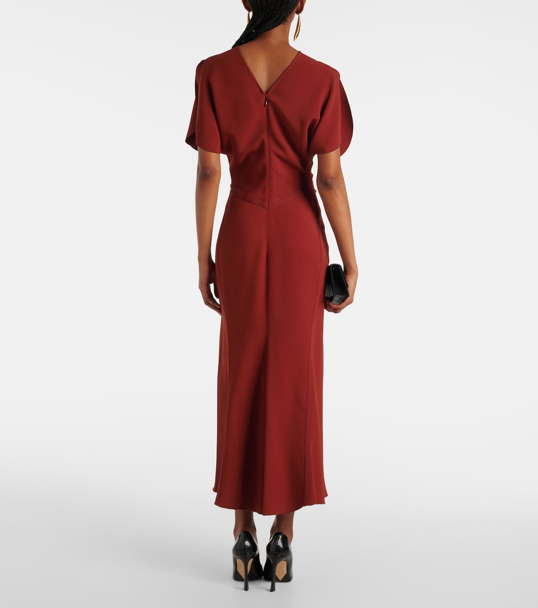 Puff-sleeve gathered midi dress | Victoria Beckham