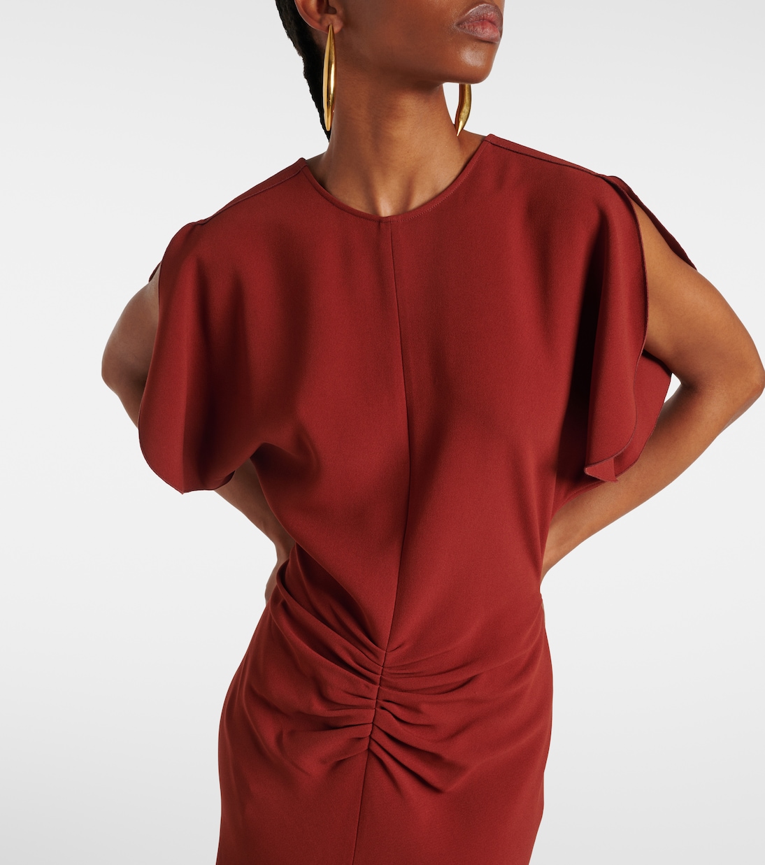 Puff-sleeve gathered midi dress | Victoria Beckham