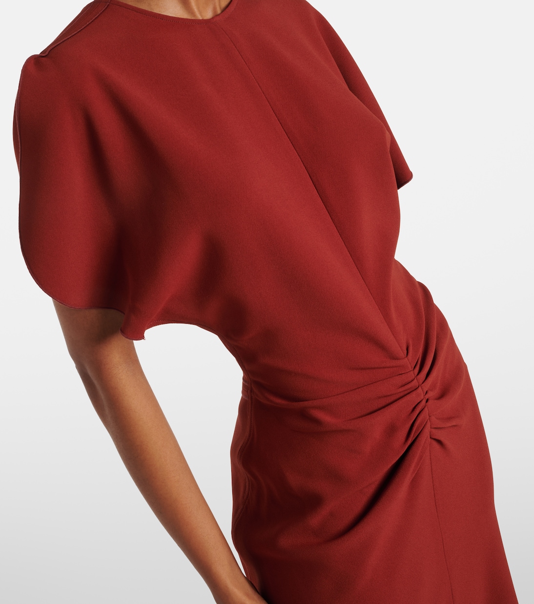 Puff-sleeve gathered midi dress | Victoria Beckham
