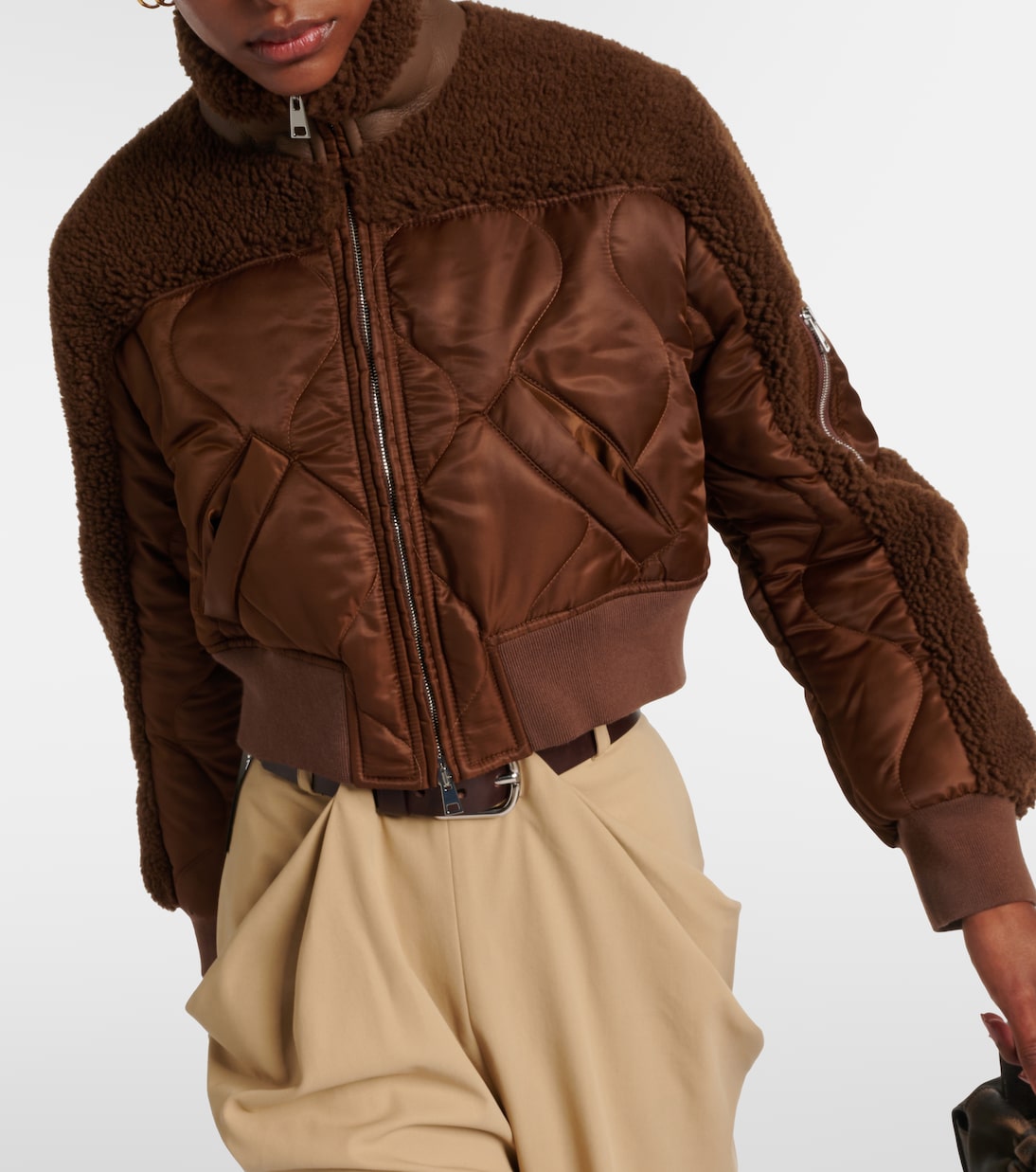 Chaqueta bomber de borrego y nylon | Blancha