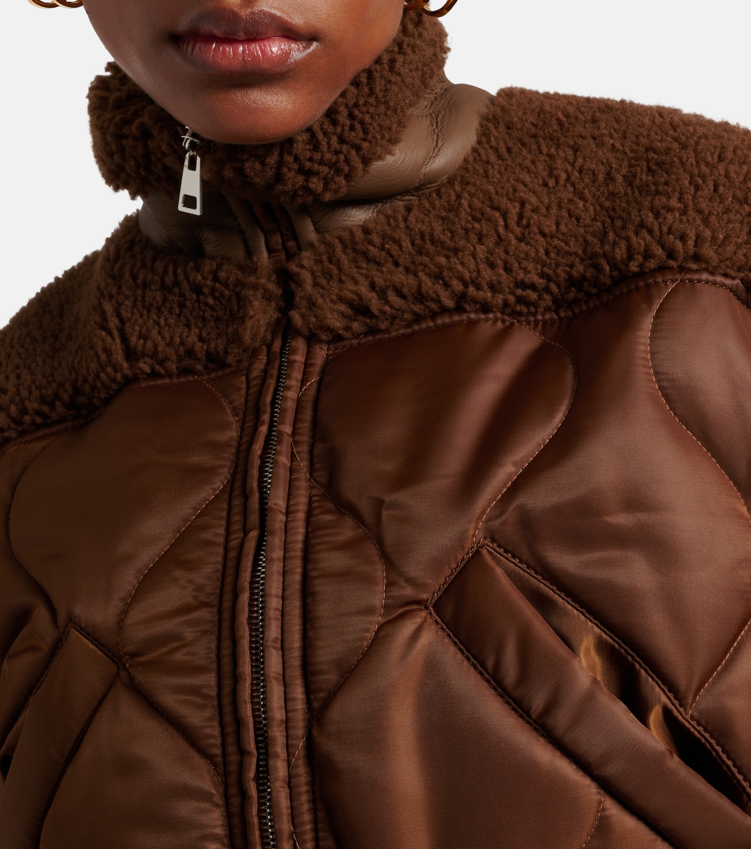 Chaqueta bomber de borrego y nylon | Blancha