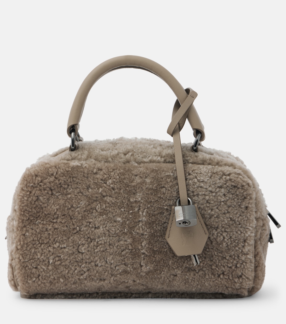Borsa in shearling con pelle | Brunello Cucinelli