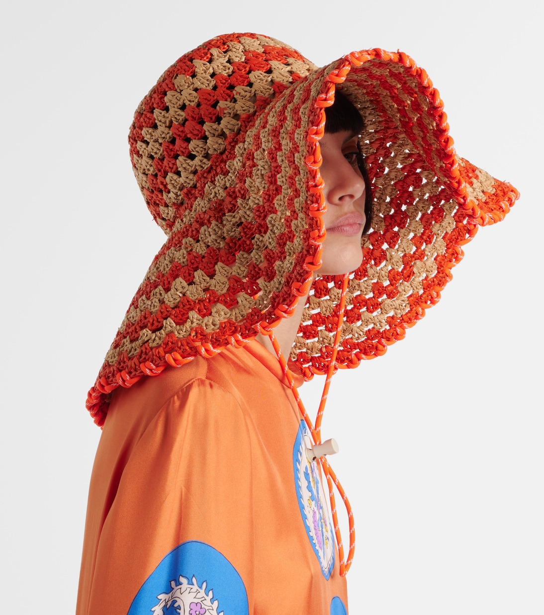 Cappello estivo in rafia ALÉMAIS con design fiammato per giovani