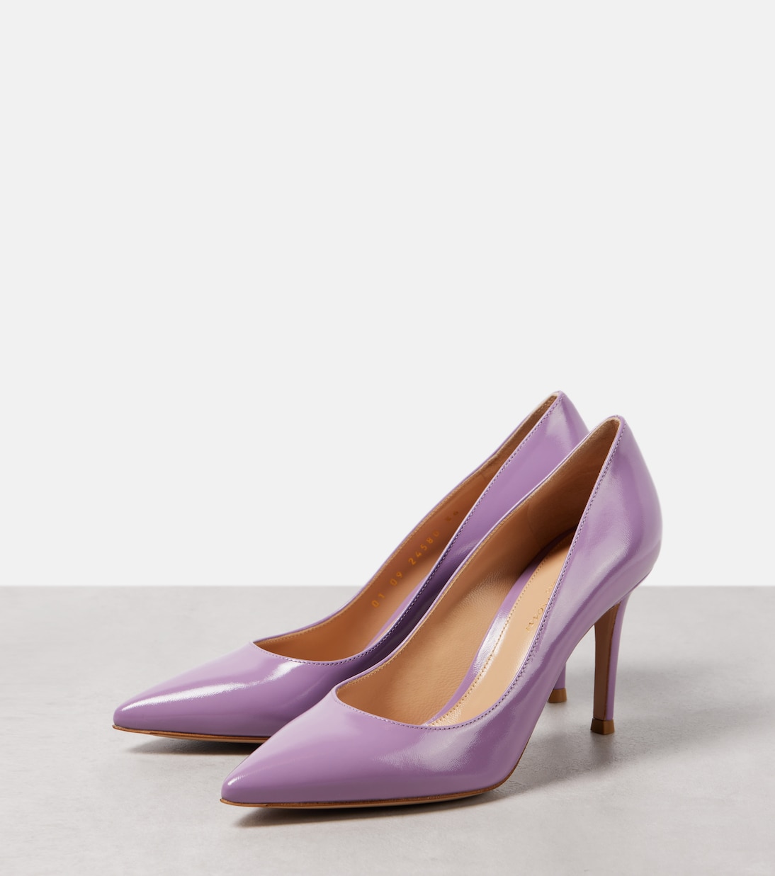 Lavender patent leather pumps deals