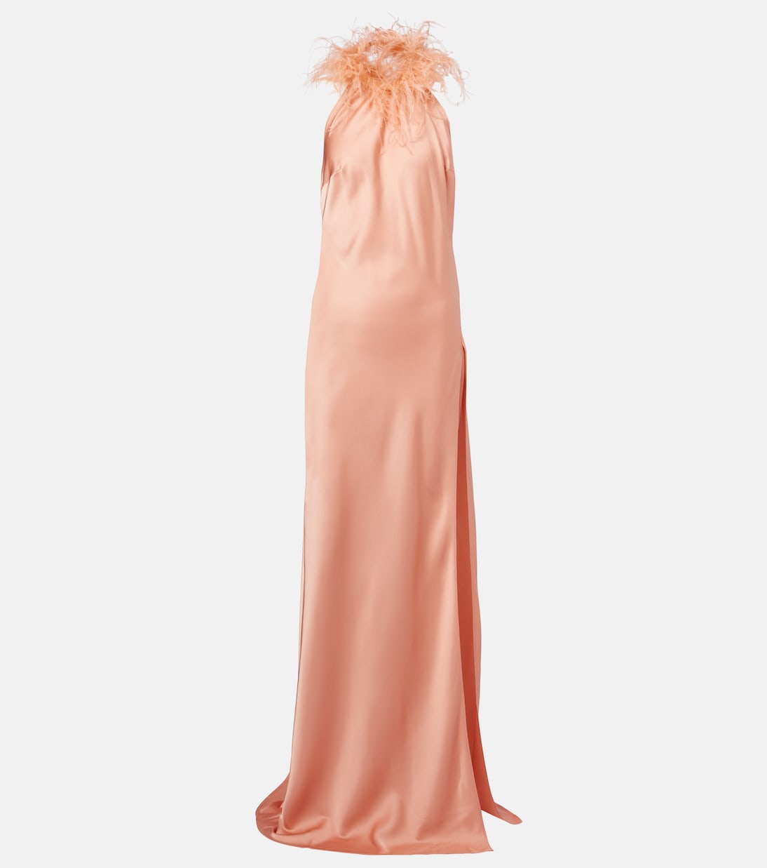 Jazzy feather-trimmed satin gown | The New Arrivals Ilkyaz Ozel