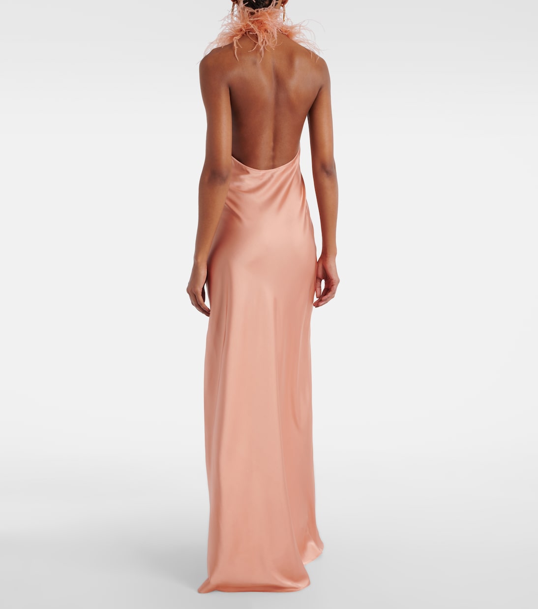 Jazzy feather-trimmed satin gown | The New Arrivals Ilkyaz Ozel