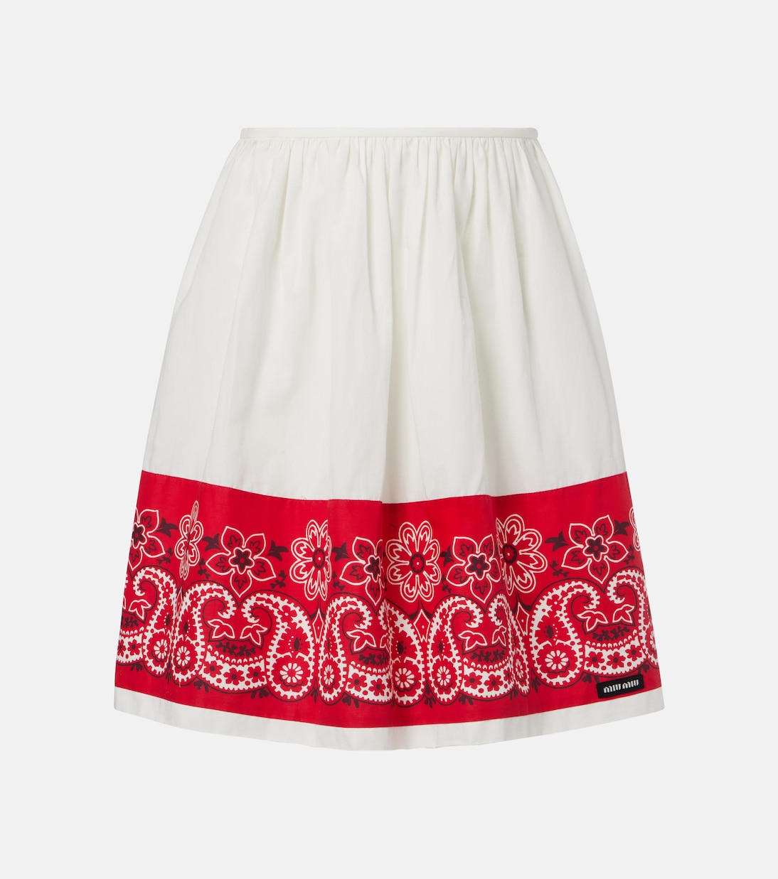 Bandana printed cotton poplin miniskirt | Miu Miu