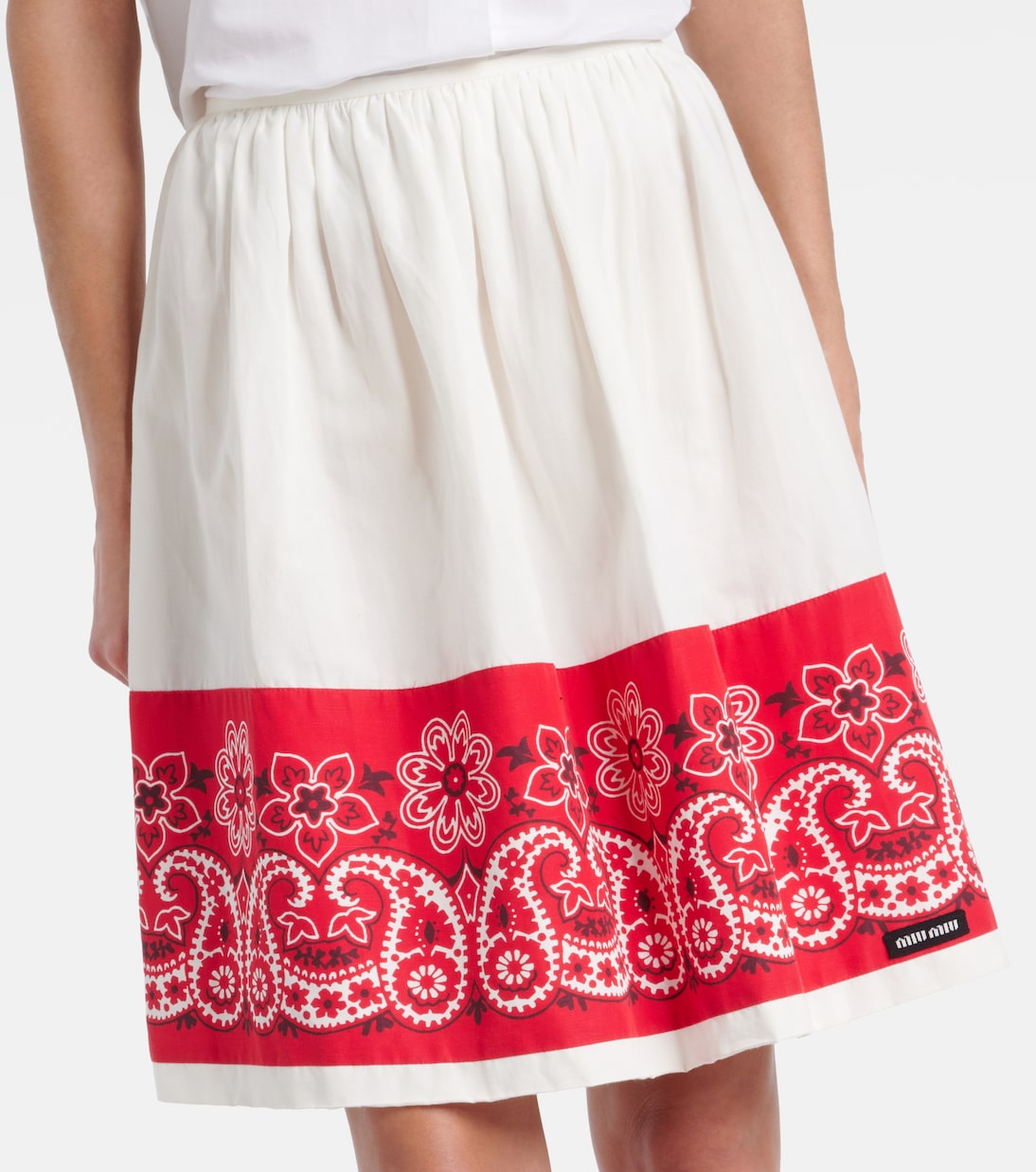 Bandana printed cotton poplin miniskirt | Miu Miu