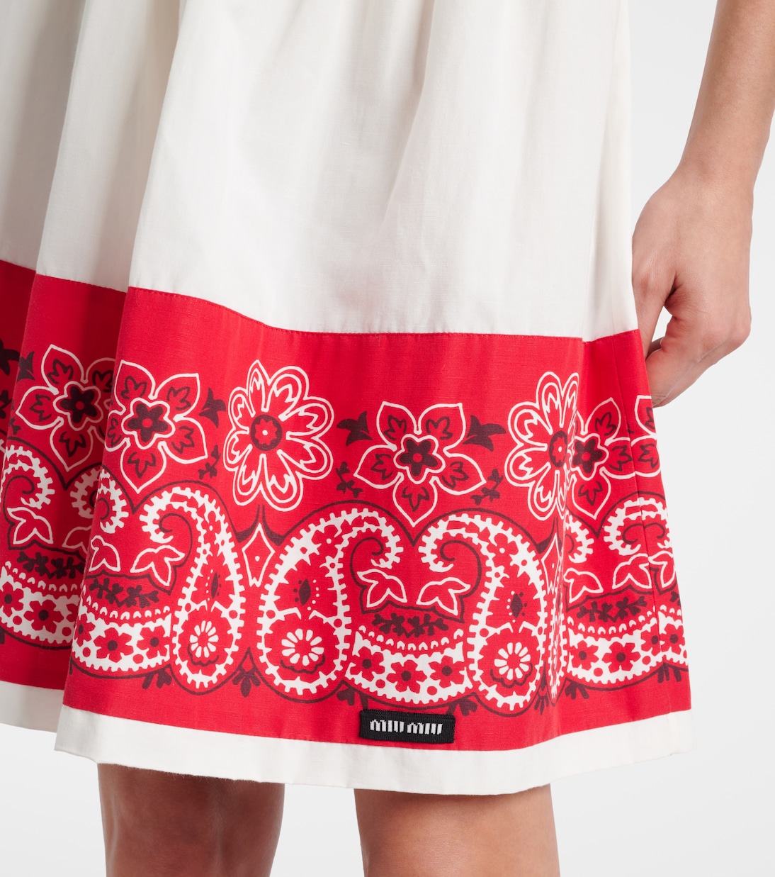 Bandana printed cotton poplin miniskirt | Miu Miu