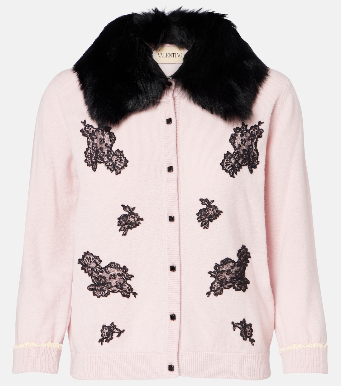 Cardigan aus Schurwolle mit Shearling | Valentino