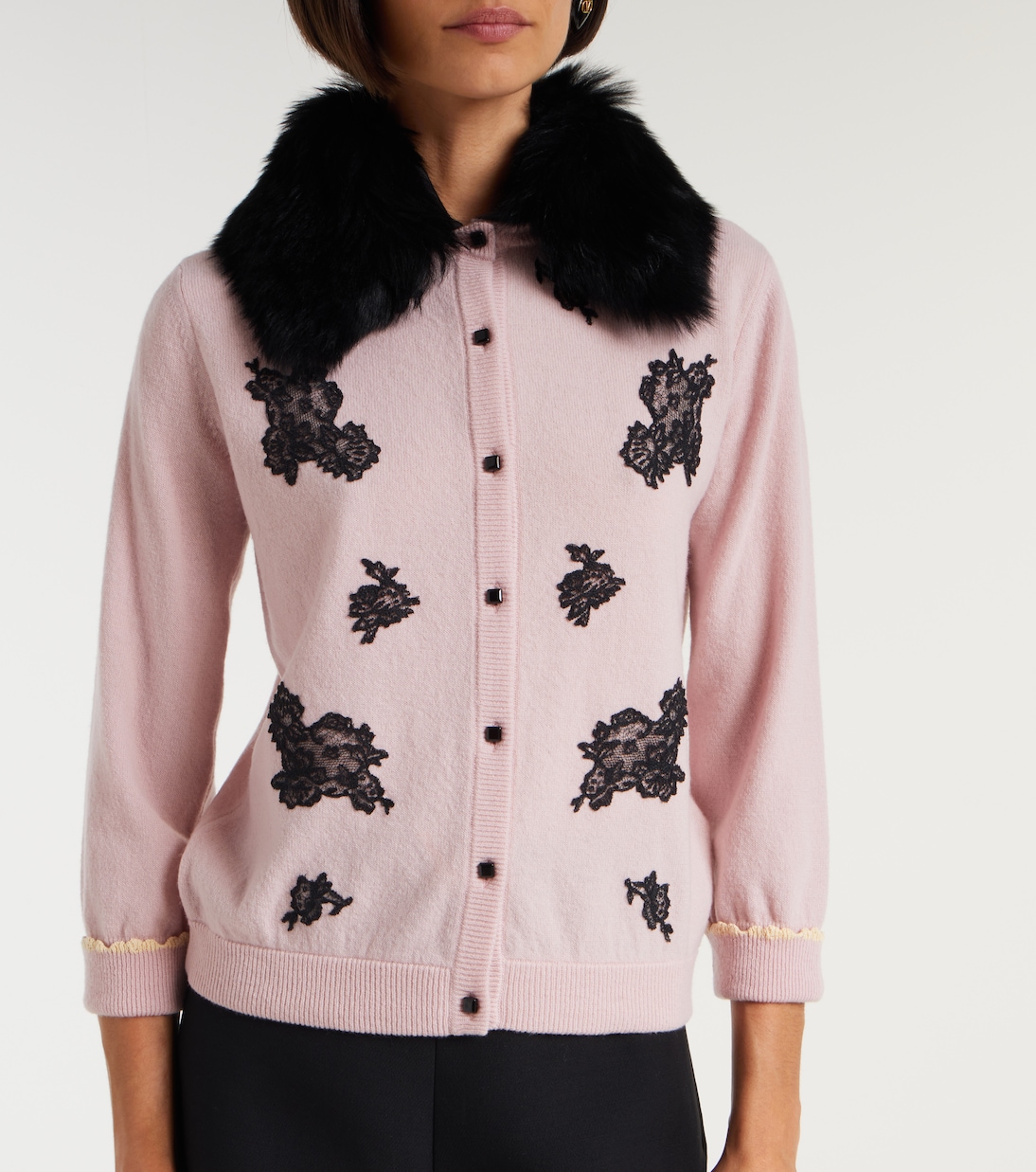 Cardigan aus Schurwolle mit Shearling | Valentino