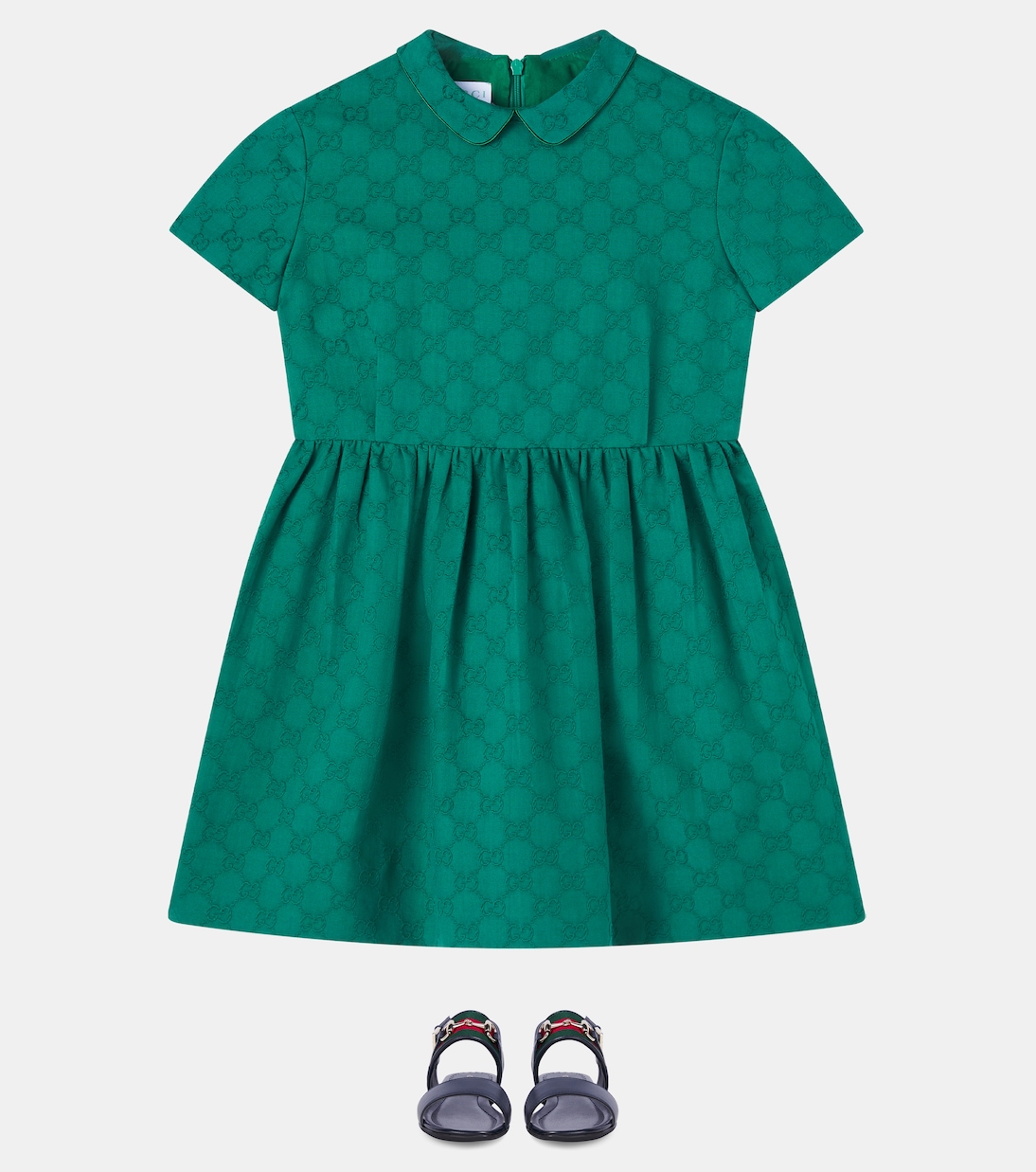 Vestido de algodón en jacquard con GG | Gucci Kids