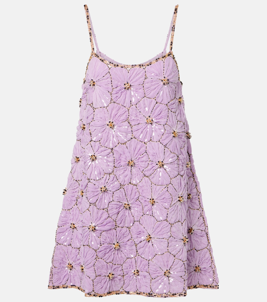 Embellished floral chiffon minidress | La DoubleJ