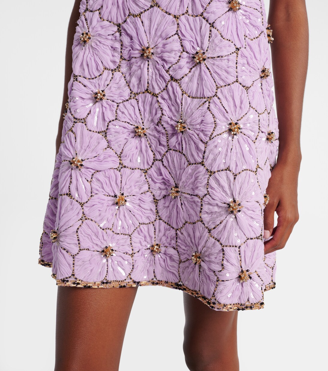Embellished floral chiffon minidress | La DoubleJ