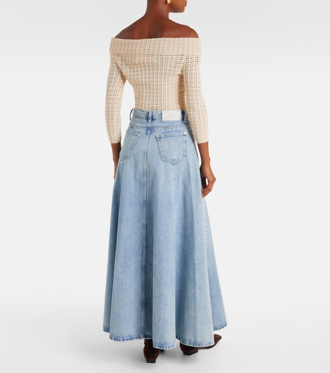 Drama high-rise cotton denim maxi skirt | 7 For All Mankind