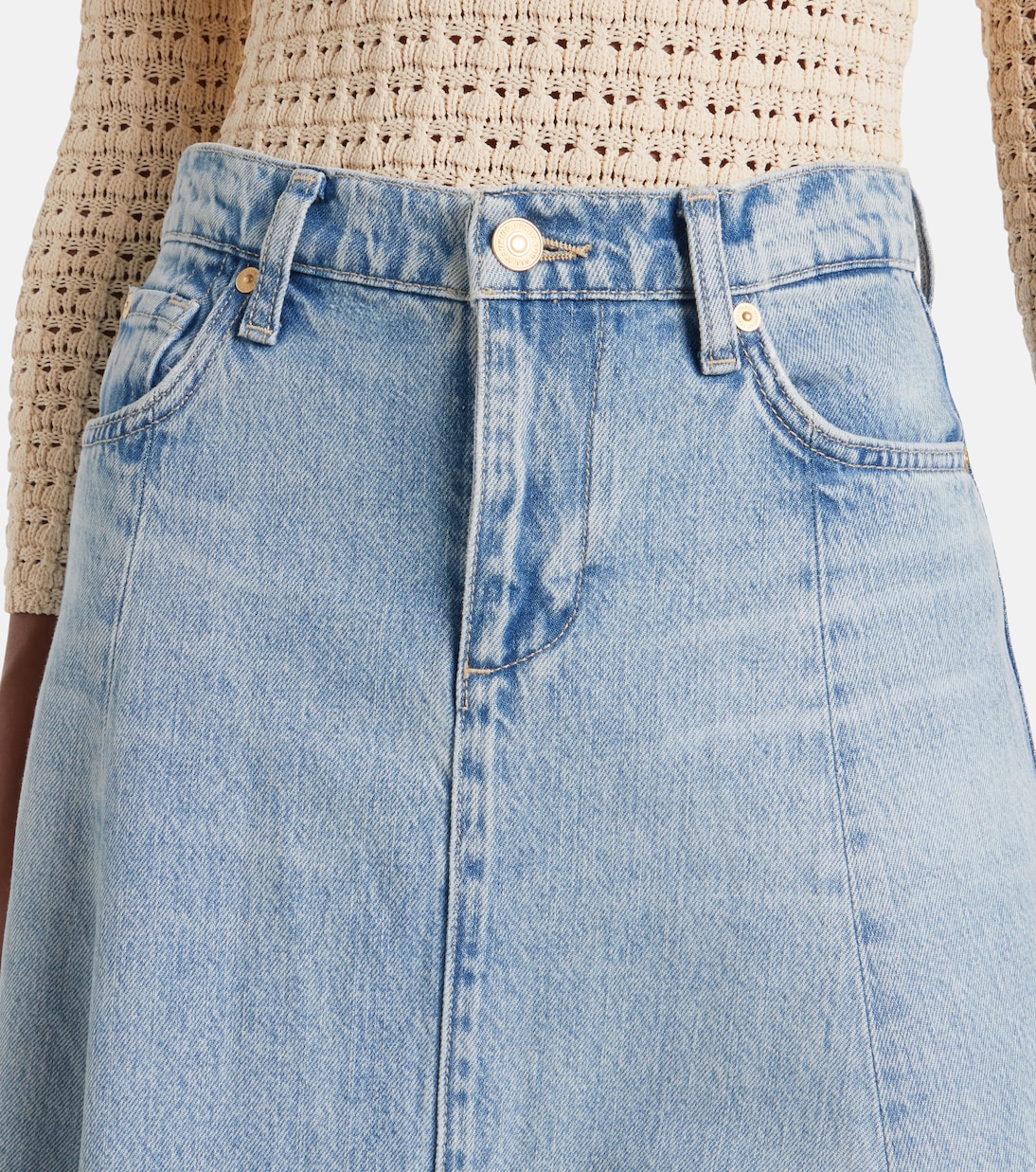Drama high-rise cotton denim maxi skirt | 7 For All Mankind