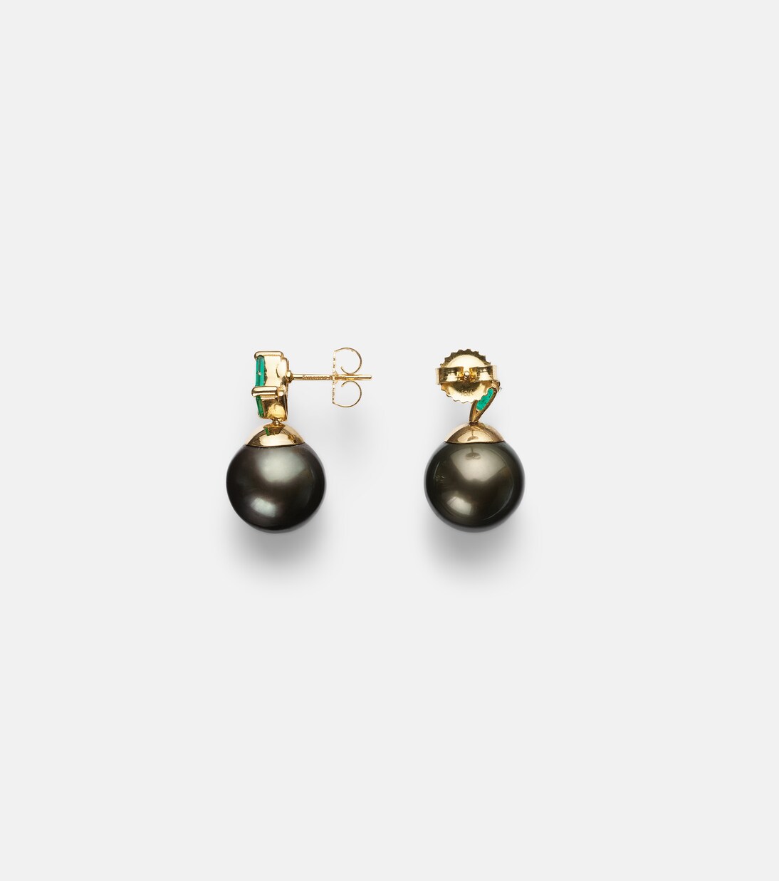 One Of A Kind 18kt gold earrings with emeralds and pearls | Suzanne Kalan