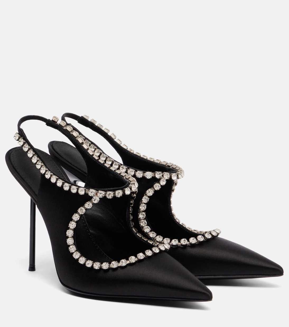 Slingback-Pumps Lidia 105 aus Satin mit Kristallen | Paris Texas