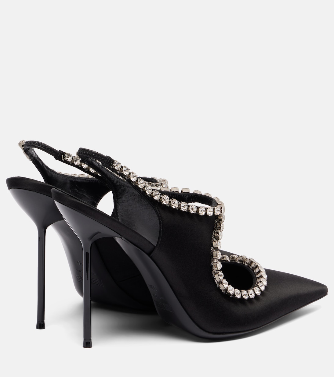 Slingback-Pumps Lidia 105 aus Satin mit Kristallen | Paris Texas