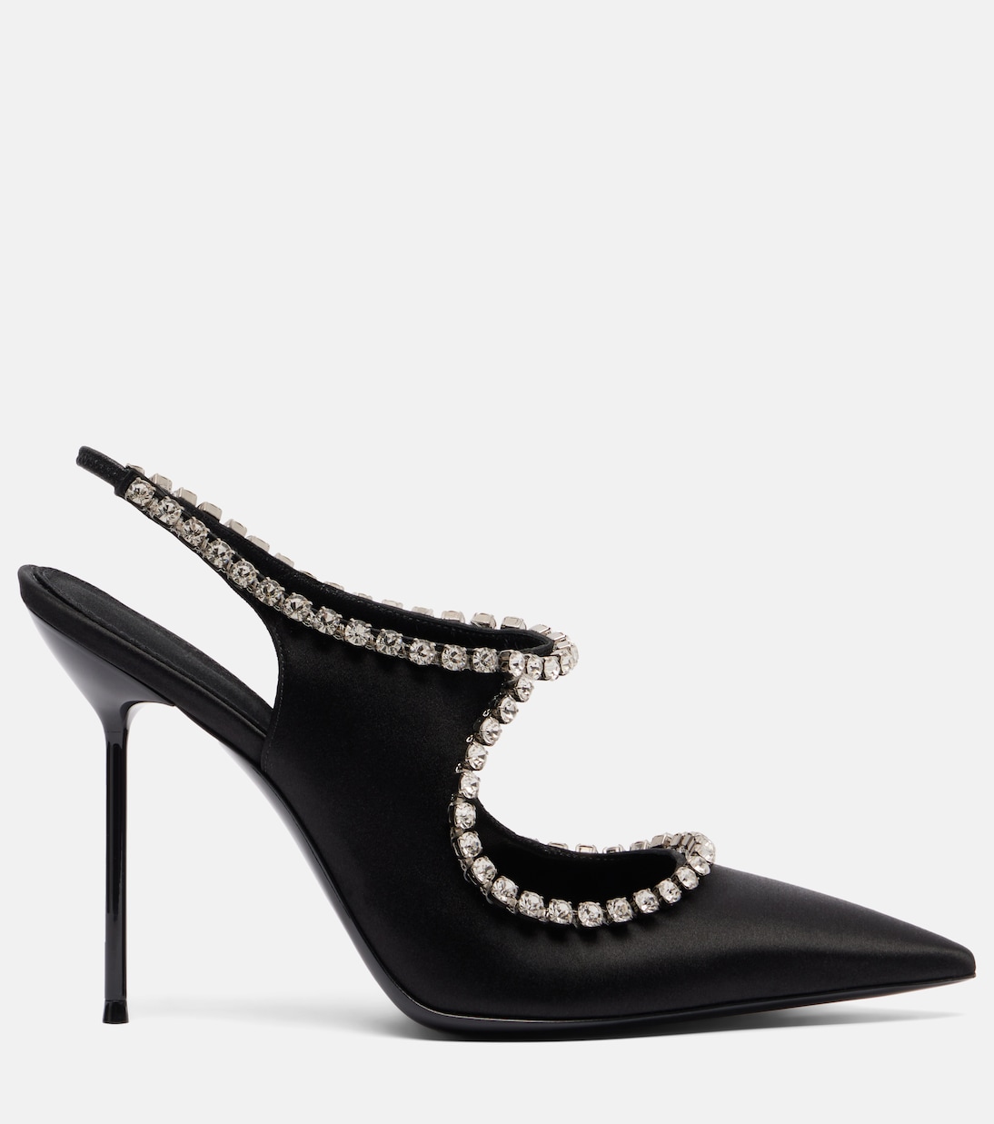 Slingback-Pumps Lidia 105 aus Satin mit Kristallen | Paris Texas