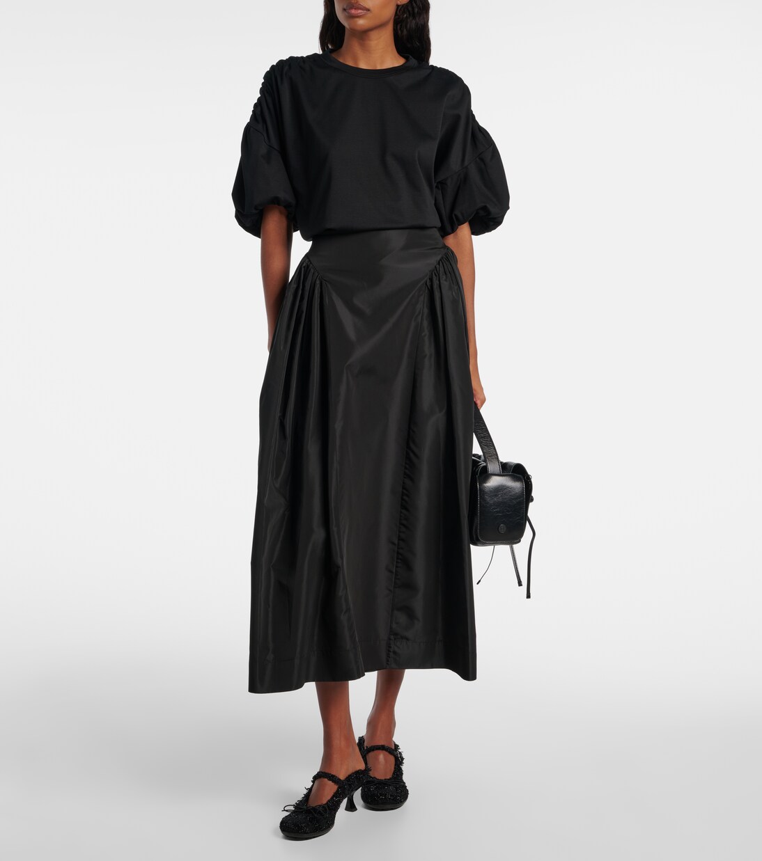 Gathered cotton jersey T-shirt | Noir Kei Ninomiya