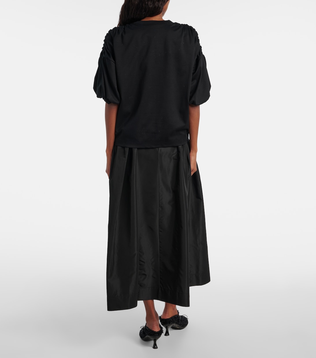 Gathered cotton jersey T-shirt | Noir Kei Ninomiya