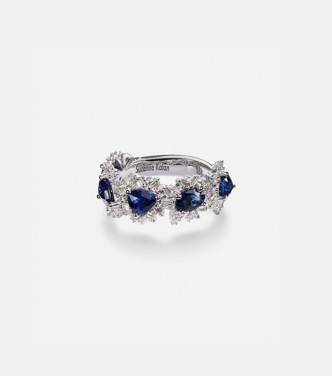 Anello in oro bianco 18kt con zaffiri e diamanti | Suzanne Kalan