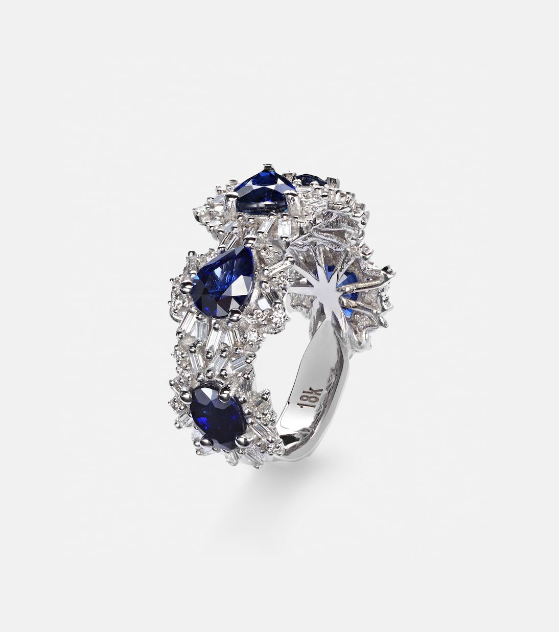 Anello in oro bianco 18kt con zaffiri e diamanti | Suzanne Kalan