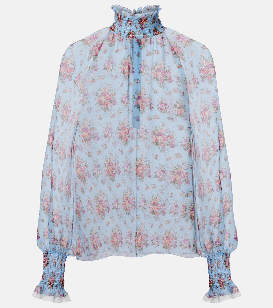 Floral ruffled silk and cotton blouse | Dolce&Gabbana
