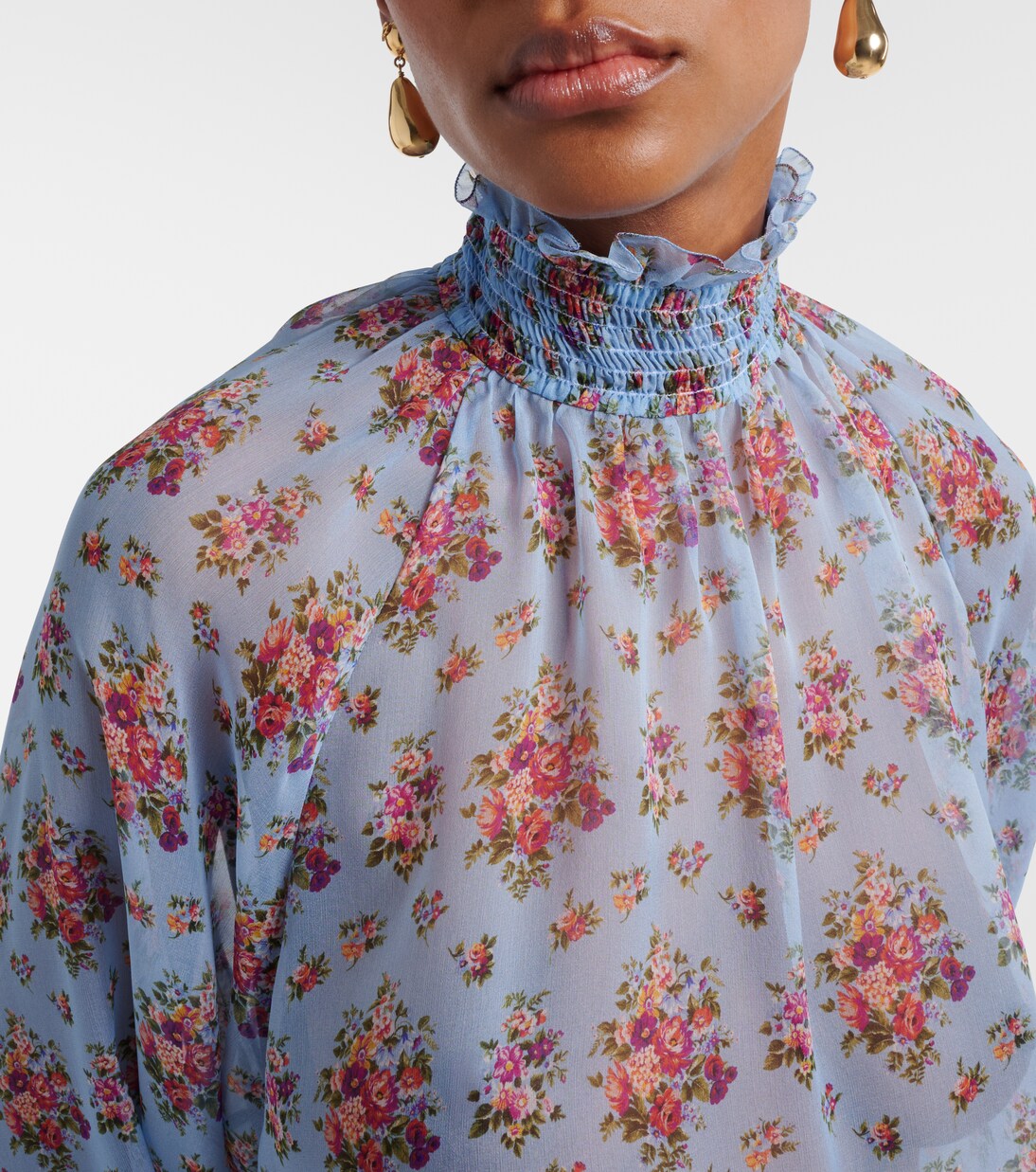 Floral ruffled silk and cotton blouse | Dolce&Gabbana