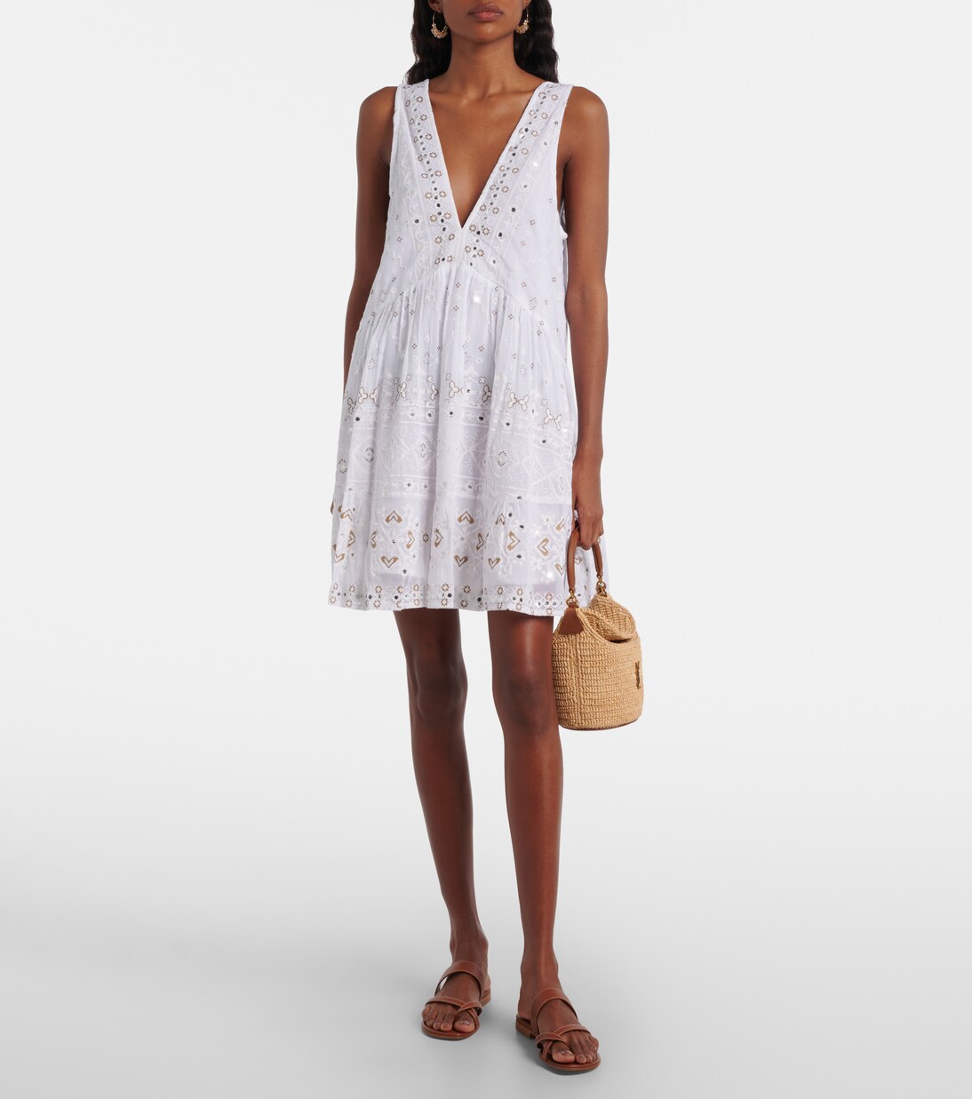 Embroidered cotton minidress | Juliet Dunn