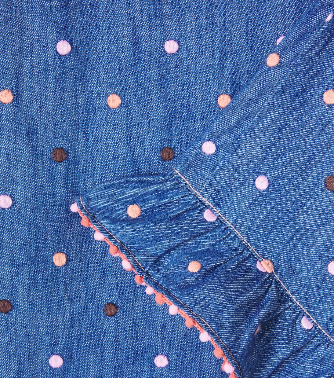Embroidered polka-dot denim pants | Zimmermann Kids