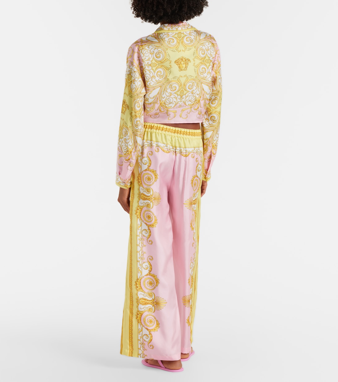 Weite Hose Barocco Foulard aus Seiden-Twill | Versace