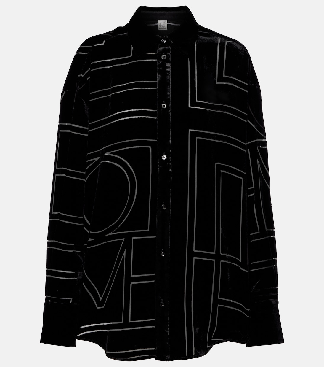 Chemise oversize en velours à logo | Toteme
