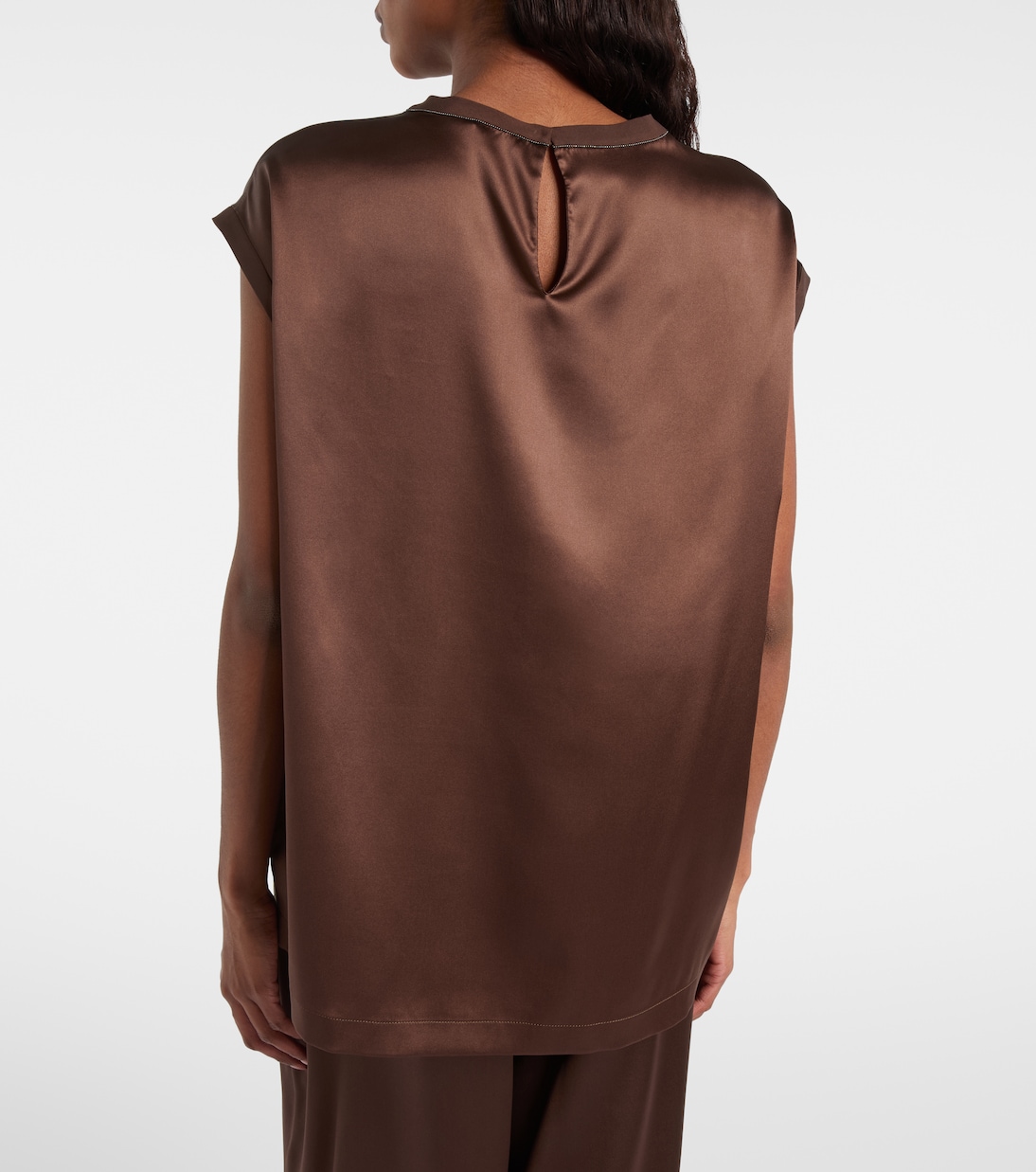 Silk-blend satin top | Brunello Cucinelli