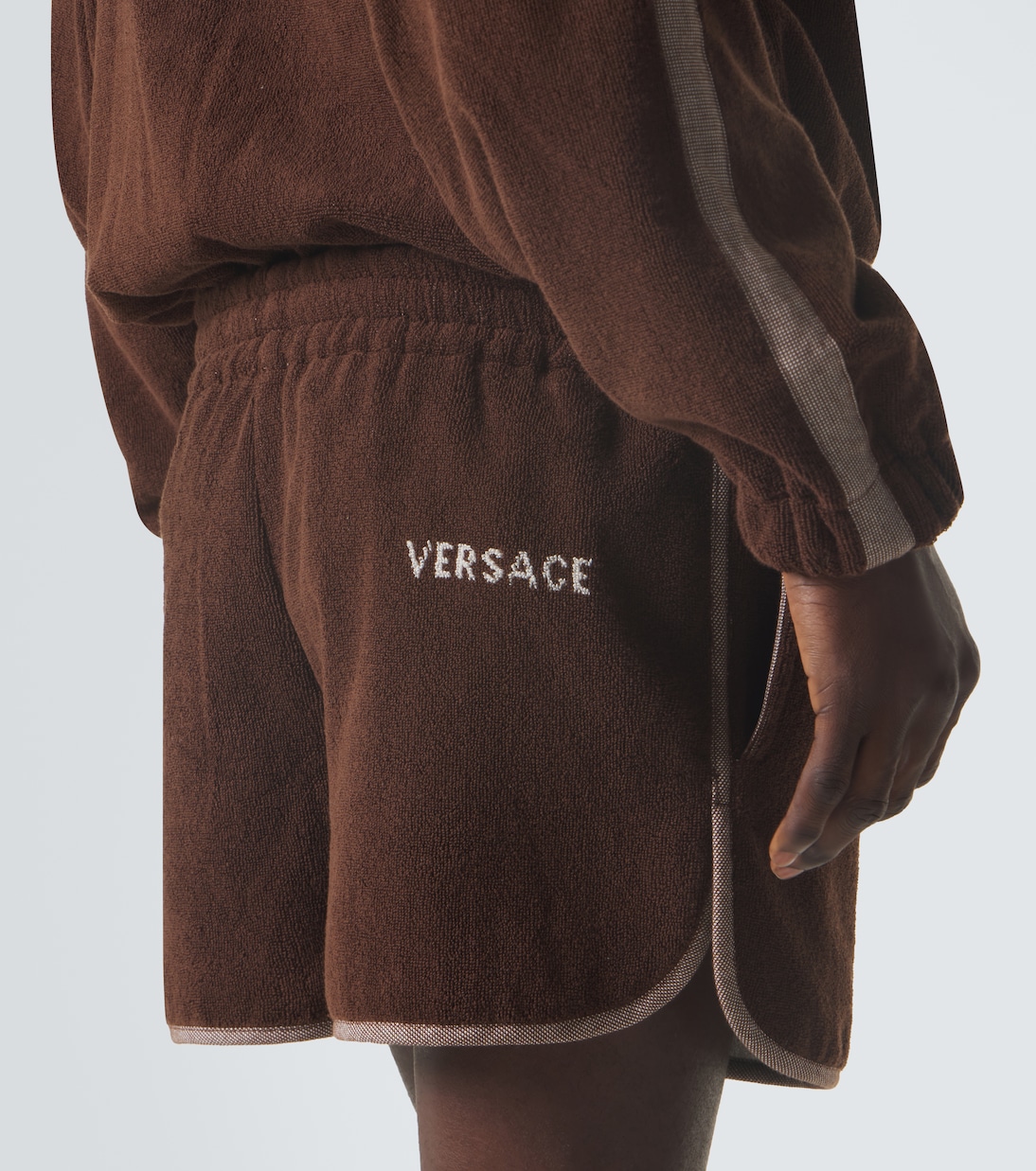 Logo cotton terry shorts | Versace