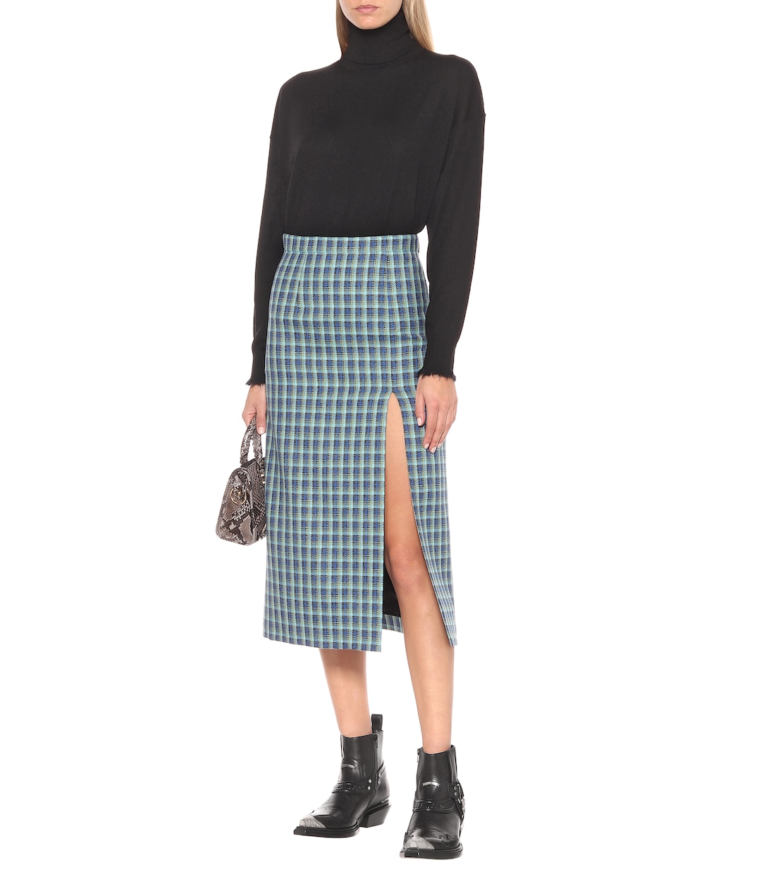 Gonna midi a quadri in lana | Balenciaga